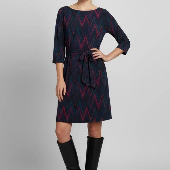 Leota Chevron Mini Dress - Blue and Pink - Picture 2 of 5